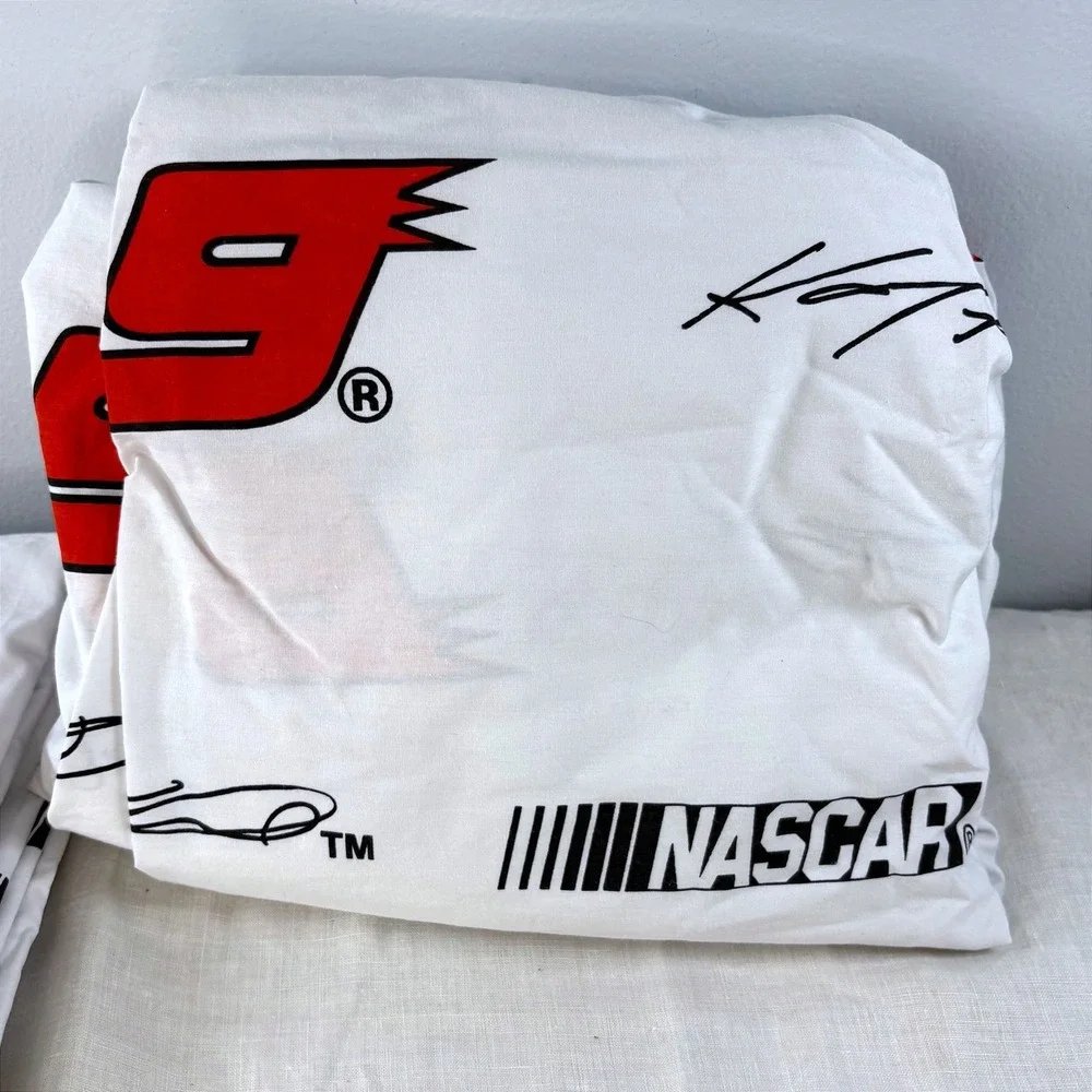 Vintage NASCAR  #9 Kasey Kahne Queen Sheet Set White Red Signature Made in USA